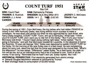 1991 Horse Star Kentucky Derby #77 Count Turf Back